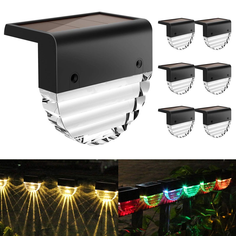 Melunar Solar Deck Lights, 6 Pack Waterproof LED Solar Step Light Outdoor, Fence Lights Solar Powered for Outside, Garden, Patio, Stairs,Yard,10 Lumens, Warm White/Color Changing Lighting - Image 1